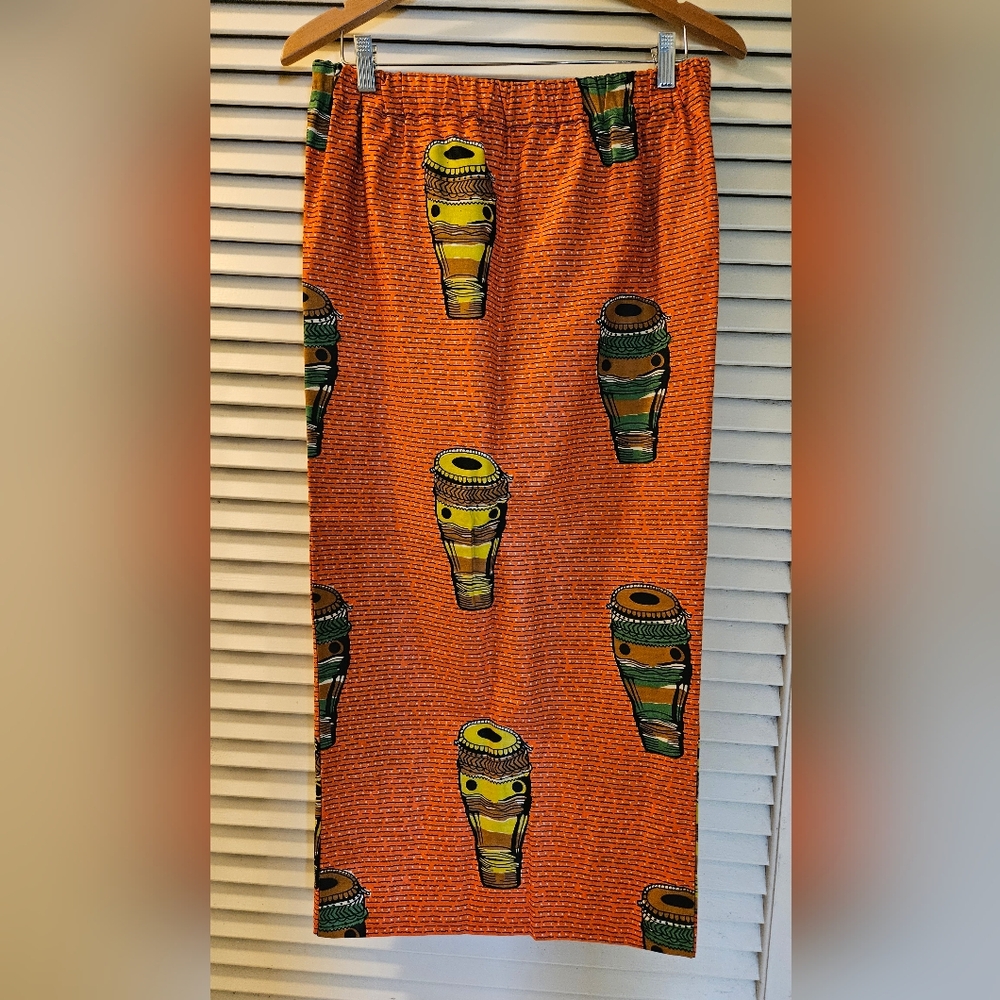 Vibrant Orange African Print Top And Skirt Set - Picture 9 of 11